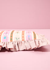 Almofada com Babado - Floral Listrado